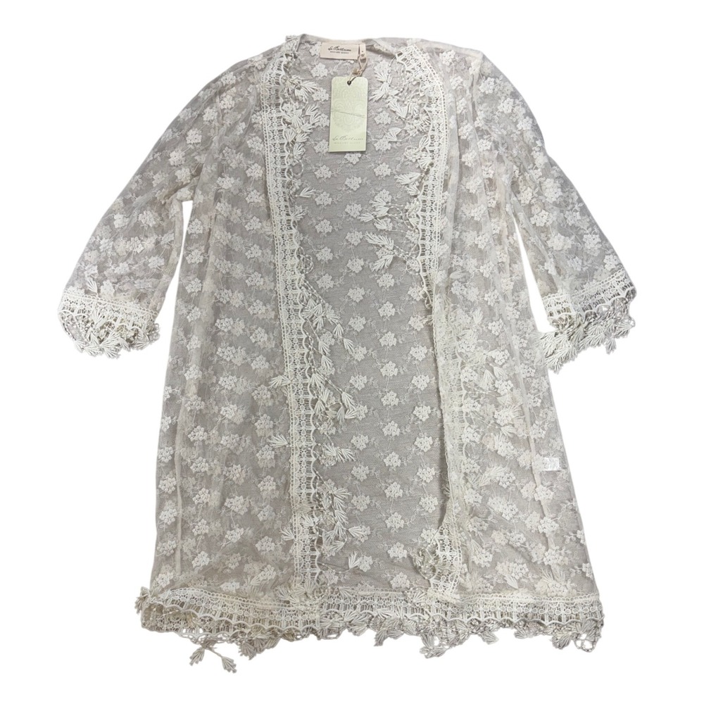 New La Bellum Hillary Scott XL Lace Embroidered Floral Bridal Robe‎ Kimono Cardi